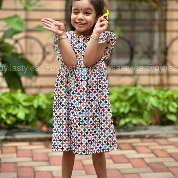 Geometric swirl – Soft Cotton Baby Dress for Summer