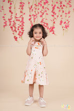 Cherry Bloom – Pastel Pink Cotton Dress with Fruity Floral Print