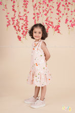 Cherry Bloom – Pastel Pink Cotton Dress with Fruity Floral Print