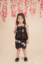 Midnight Zig – Black Ikat Cotton Co-ord Set for Girls
