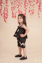 Midnight Zig – Black Ikat Cotton Co-ord Set for Girls