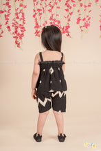 Midnight Zig – Black Ikat Cotton Co-ord Set for Girls