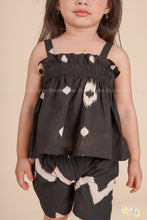 Midnight Zig – Black Ikat Cotton Co-ord Set for Girls