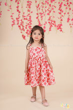 Ruby Bloom – Red Floral Cotton Midi Dress for Girls
