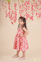 Ruby Bloom – Red Floral Cotton Midi Dress for Girls