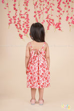 Ruby Bloom – Red Floral Cotton Midi Dress for Girls