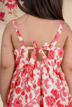 Ruby Bloom – Red Floral Cotton Midi Dress for Girls