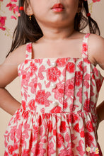 Ruby Bloom – Red Floral Cotton Midi Dress for Girls