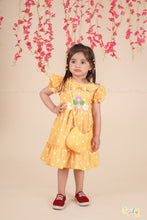 Sunny Petals – Yellow Polka Dot Dress with Crochet Flowers & Bag