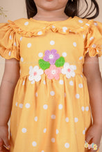 Sunny Petals – Yellow Polka Dot Dress with Crochet Flowers & Bag