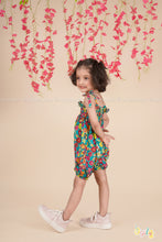 Tropic Bloom – Floral Cotton Tie-Up Romper for Girls