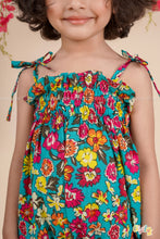 Tropic Bloom – Floral Cotton Tie-Up Romper for Girls
