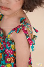 Tropic Bloom – Floral Cotton Tie-Up Romper for Girls
