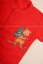 Bear-y Merry - Hand Painted Red Shirt