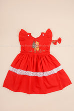 Bear-y Merry - Hand Painted Red Frock