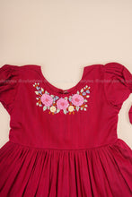 Rosy Elegance - Hand Embroidered Pink Silk Frock