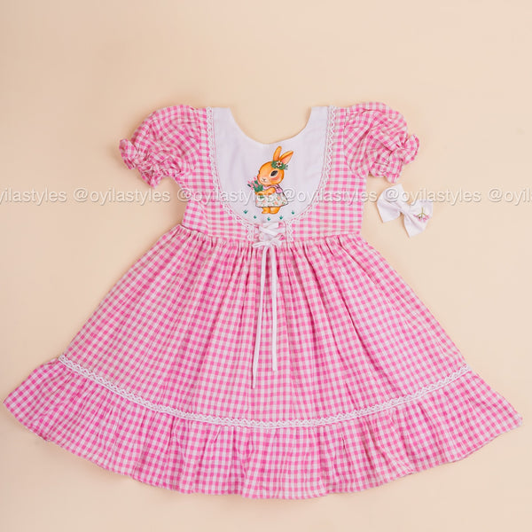 Bunny Tales - Hand Painted Christmas Cotton Frock