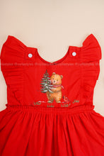 Bear-y Merry - Hand Painted Red Frock