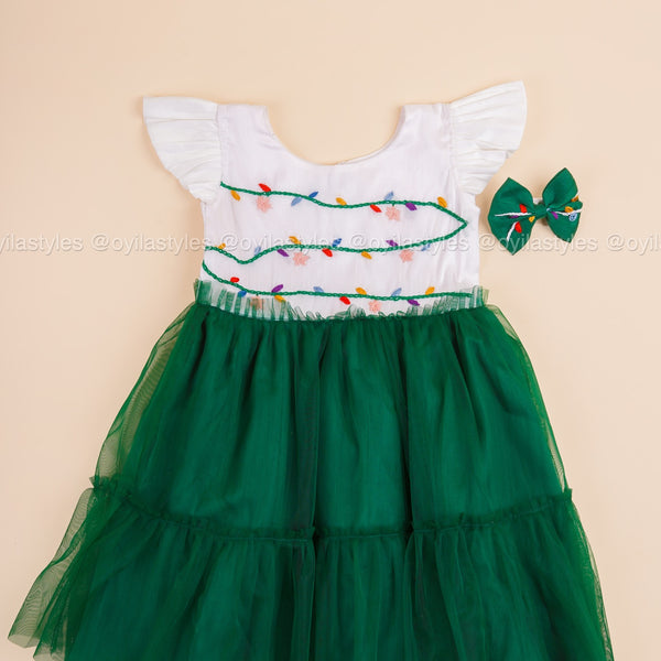 Twinkling Greens - Fluffy Christmas Frock