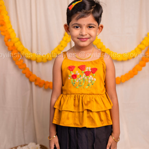 Kannikai – Cotton hand embroidered skirt and top