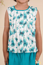 Butterfly Breeze – Pleated Top & Skirt Cotton Set for Girls