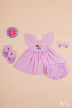Anaya – Lavender Baby Dress Set with Hand-Embroidered Teddy