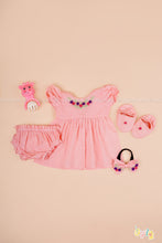 Kani – Peach Baby Dress Set with Floral Embroidery