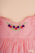 Kani – Peach Baby Dress Set with Floral Embroidery
