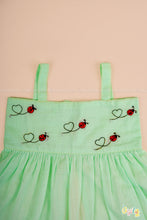 Vaigai – Mint Green Dress Set with Ladybug Embroidery
